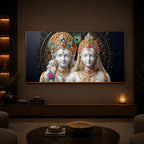 Generic Radha Krishna Modern Luxury Backlight Horizontal Wall Art