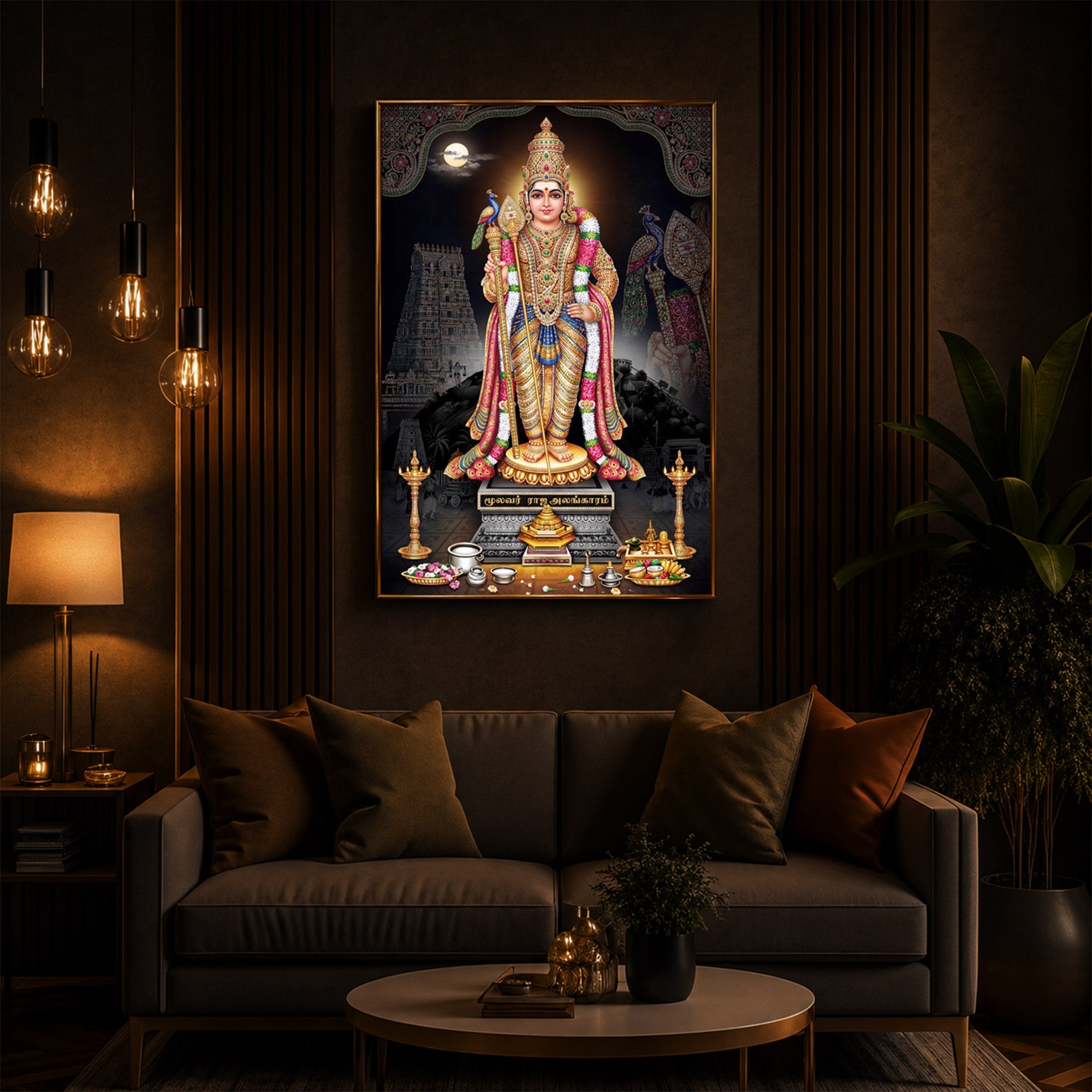 Lord Kartikeya Modern Luxury Backlight Vertical Wall Art