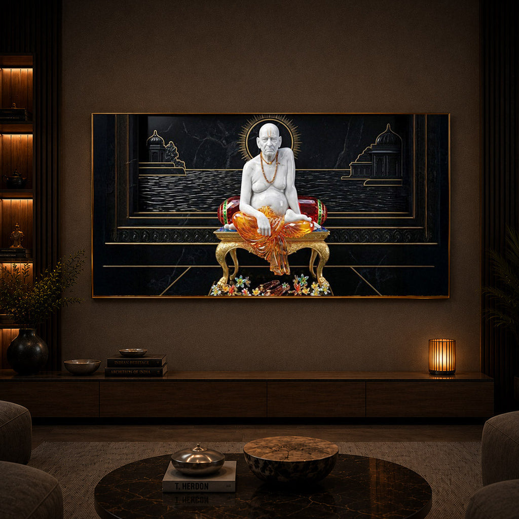 Swami Samarth Maharaj Modern Luxury Backlight Horizontal Wall Art