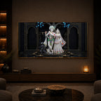 Radha Krishna With Flute Modern Luxury Backlight Horizontal Wall Art