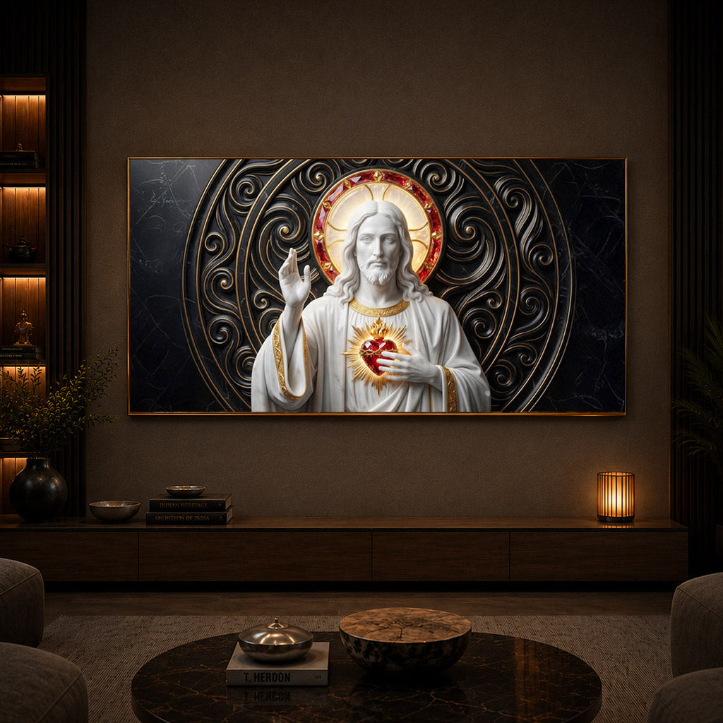 Heart Of Jesus Modern Luxury Backlight Horizontal Wall Art