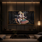 Hindu Seities Radha & Krishna Modern Luxury Backlight Horizontal Wall Art