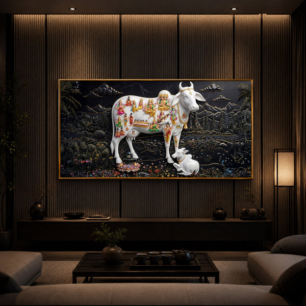 Decorative Kamdhenu Modern Luxury Backlight Horizontal Wall Art