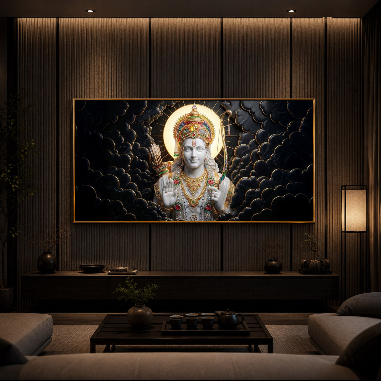 Lord Ram Modern Luxury Backlight Horizontal Wall Art