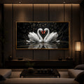 Two White Swans Forming A Heart Modern Luxury Backlight Horizontal Wall Art
