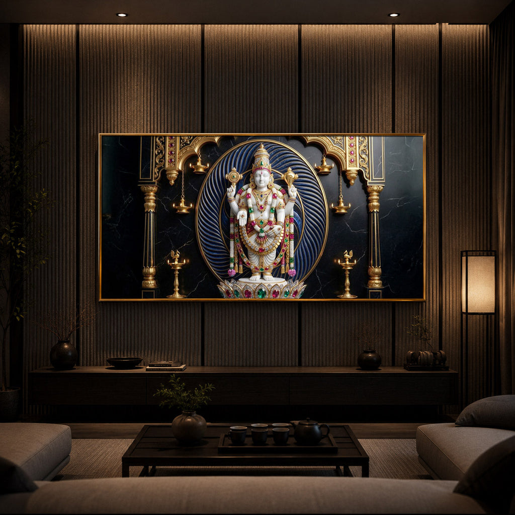 Lord Tirupati Balaji Modern Luxury Backlight Horizontal Wall Art
