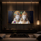 Generic Radha Krishna Modern Luxury Backlight Horizontal Wall Art