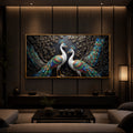 Serene Peacock Modern Luxury Backlight Horizontal Wall Art