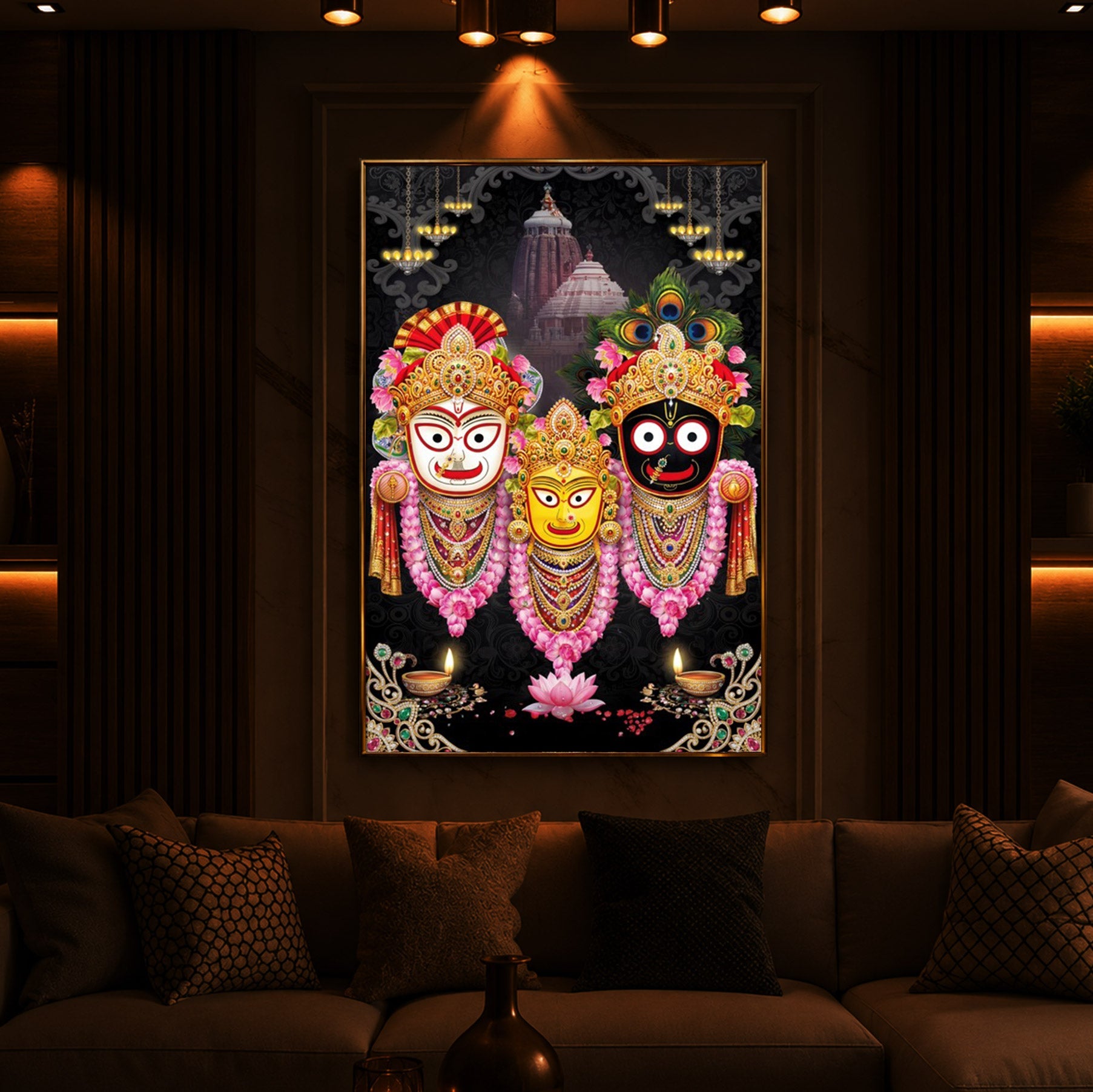 Lord Jagannath Modern Luxury Backlight Vertical Wall Art