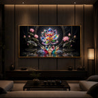 Colorful Lotus Flower Modern Luxury Backlight Horizontal Wall Art