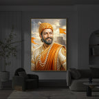 King Of Maratha Chhatrapati Shivaji Maharaj Modern Luxury Backlight Vertical Wall Art