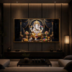 Hindu Deity Lord Ganesha Modern Luxury Backlight Horizontal Wall Art