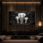 White Elephant Family Modern Luxury Backlight Horizontal Wall Art