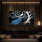 Peacock With Blue Feather Modern Luxury Backlight Horizontal Wall Art
