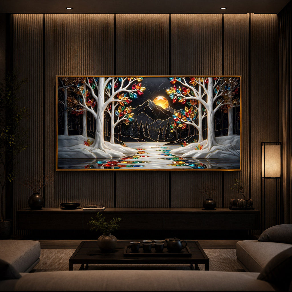 Tree Of Life Modern Luxury Backlight Horizontal Wall Art