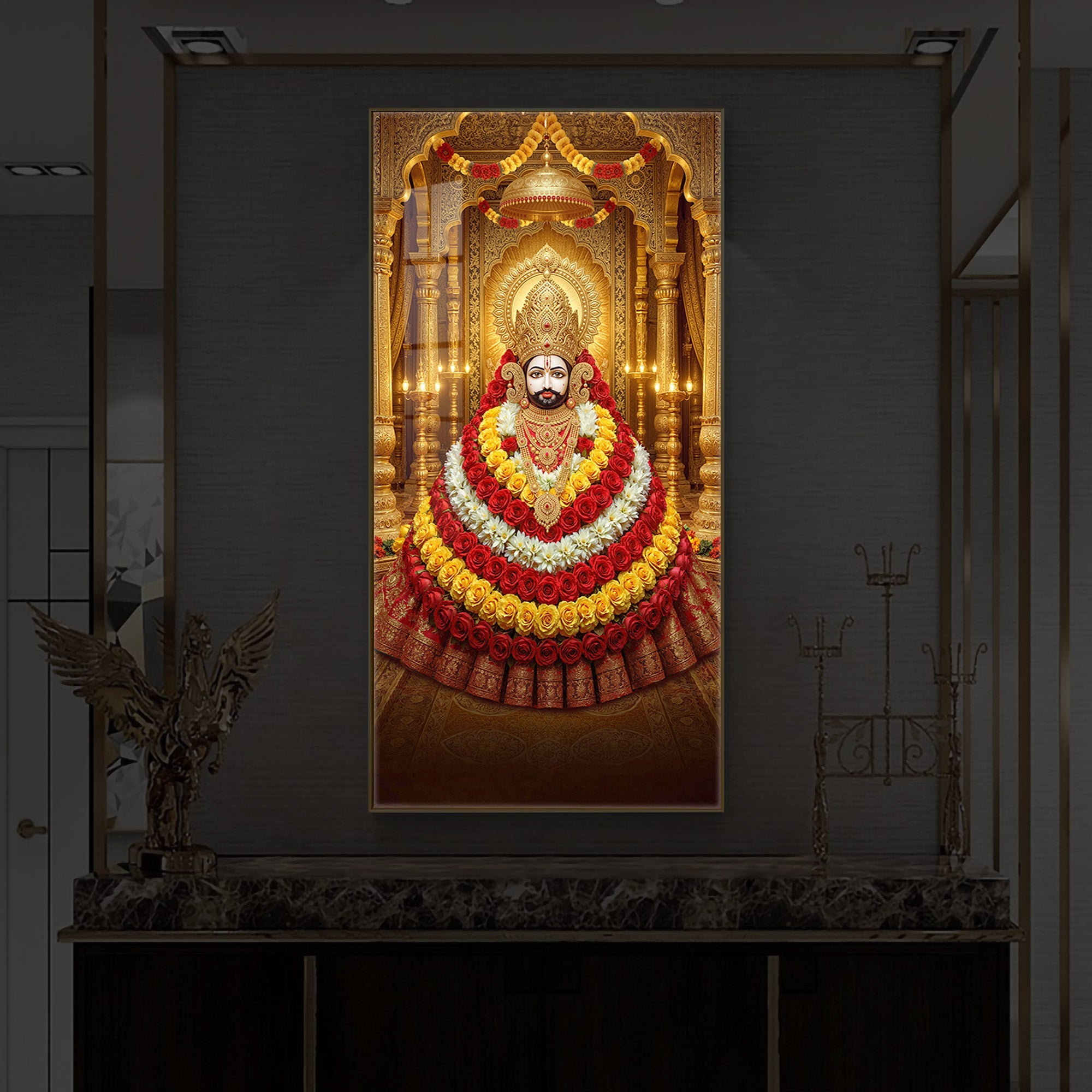 Khatu Shyam Baba Modern Luxury Backlight Vertical Wall Art