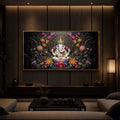 Lord Ganesha Blooming Lotuses Modern Luxury Backlight Horizontal Wall Art
