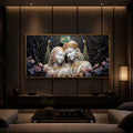 Beautiful Radha Krishna Modern Luxury Backlight Horizontal Wall Art