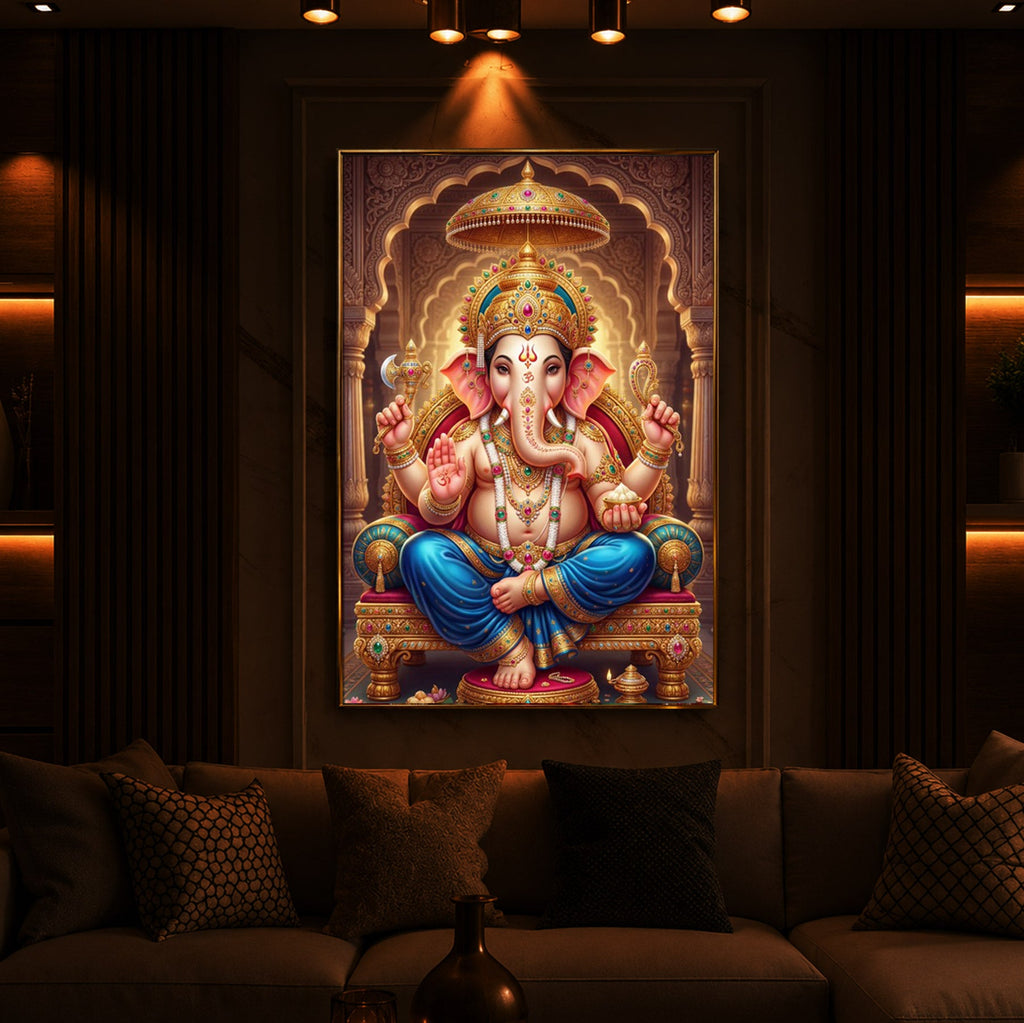 Shree Ganesh Modern Luxury Backlight Vertical Wall Art