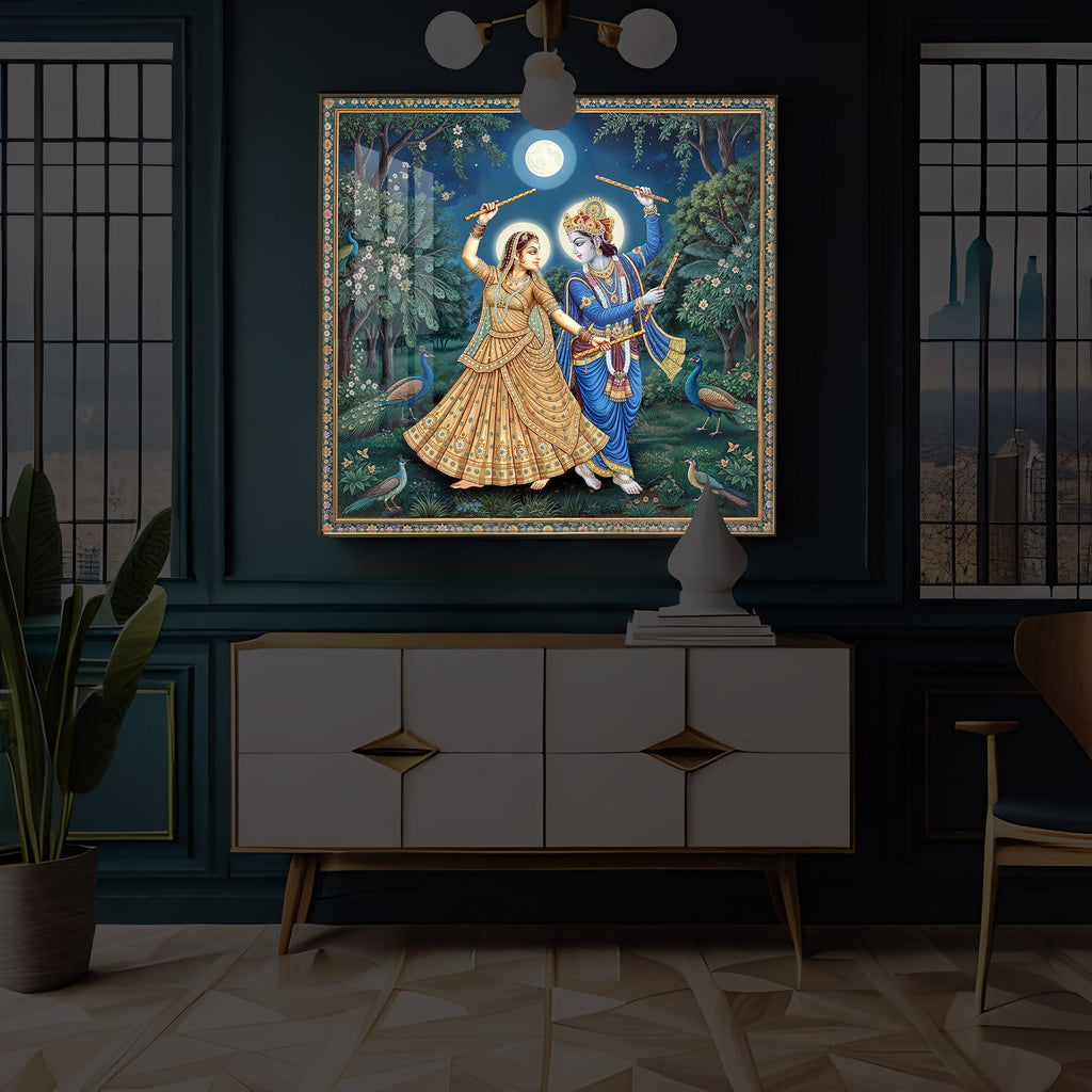 Radha Krishna Definition Of Love Modern Luxury Backlight Square Wall Art