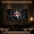 Radha Krishna Swing Modern Luxury Backlight Horizontal Wall Art