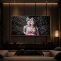 Blissful Radha Krishna Modern Luxury Backlight Horizontal Wall Art