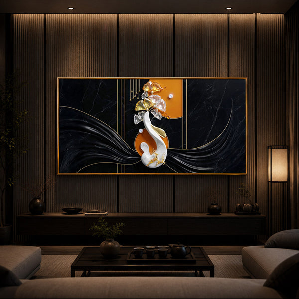 Black & Bold Modern Luxury Backlight Horizontal Wall Art