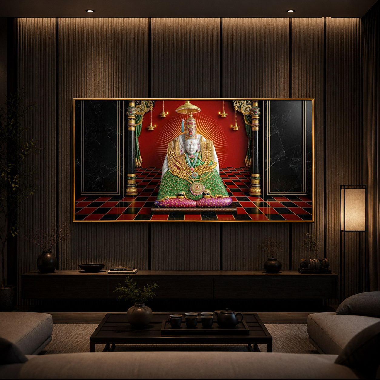Shri Tulja Bhavani Modern Luxury Backlight Horizontal Wall Art