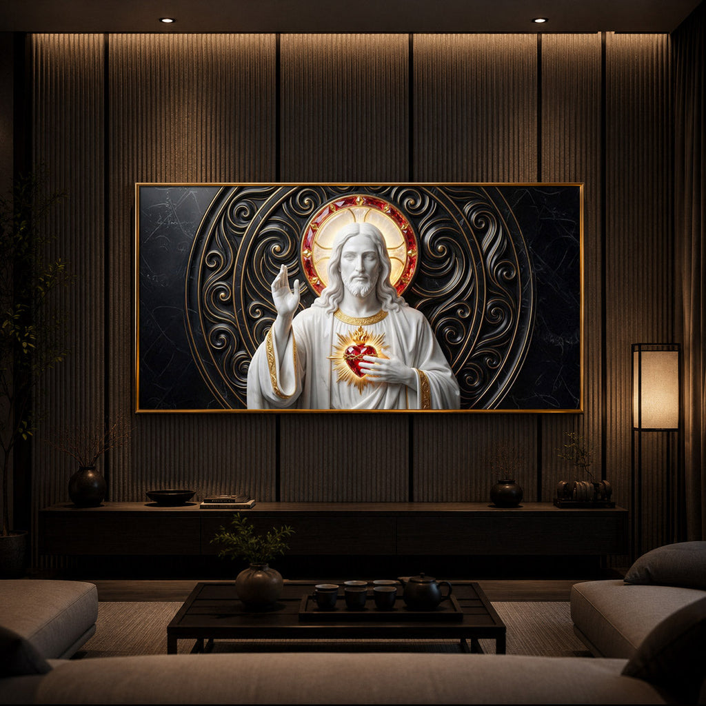 Heart Of Jesus Modern Luxury Backlight Horizontal Wall Art