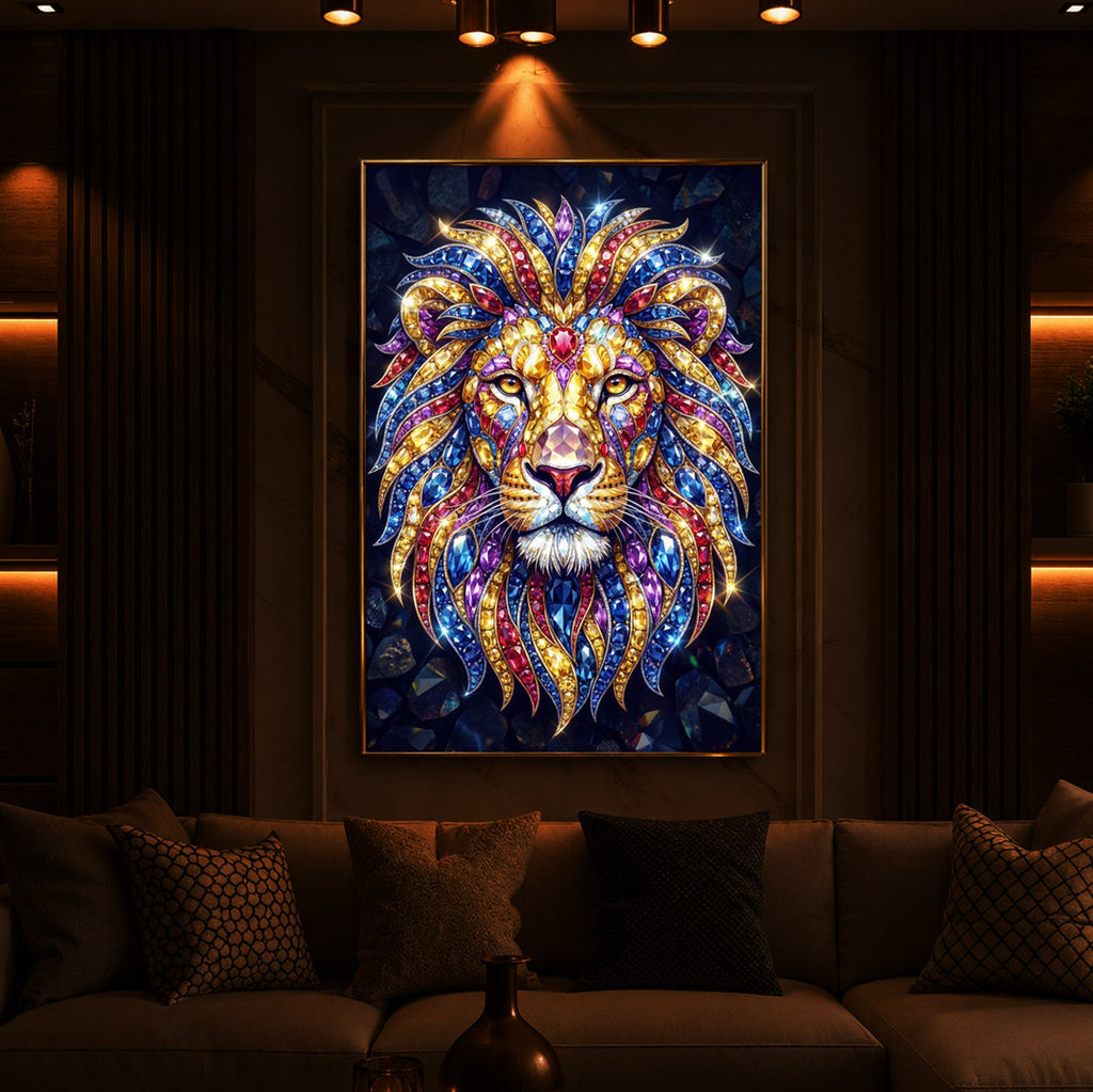 Imperial Lion Majesty Modern Luxury Backlight Vertical Wall Art