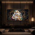 Spiritual Moonlight Radha Krishna Modern Luxury Backlight Horizontal Wall Art