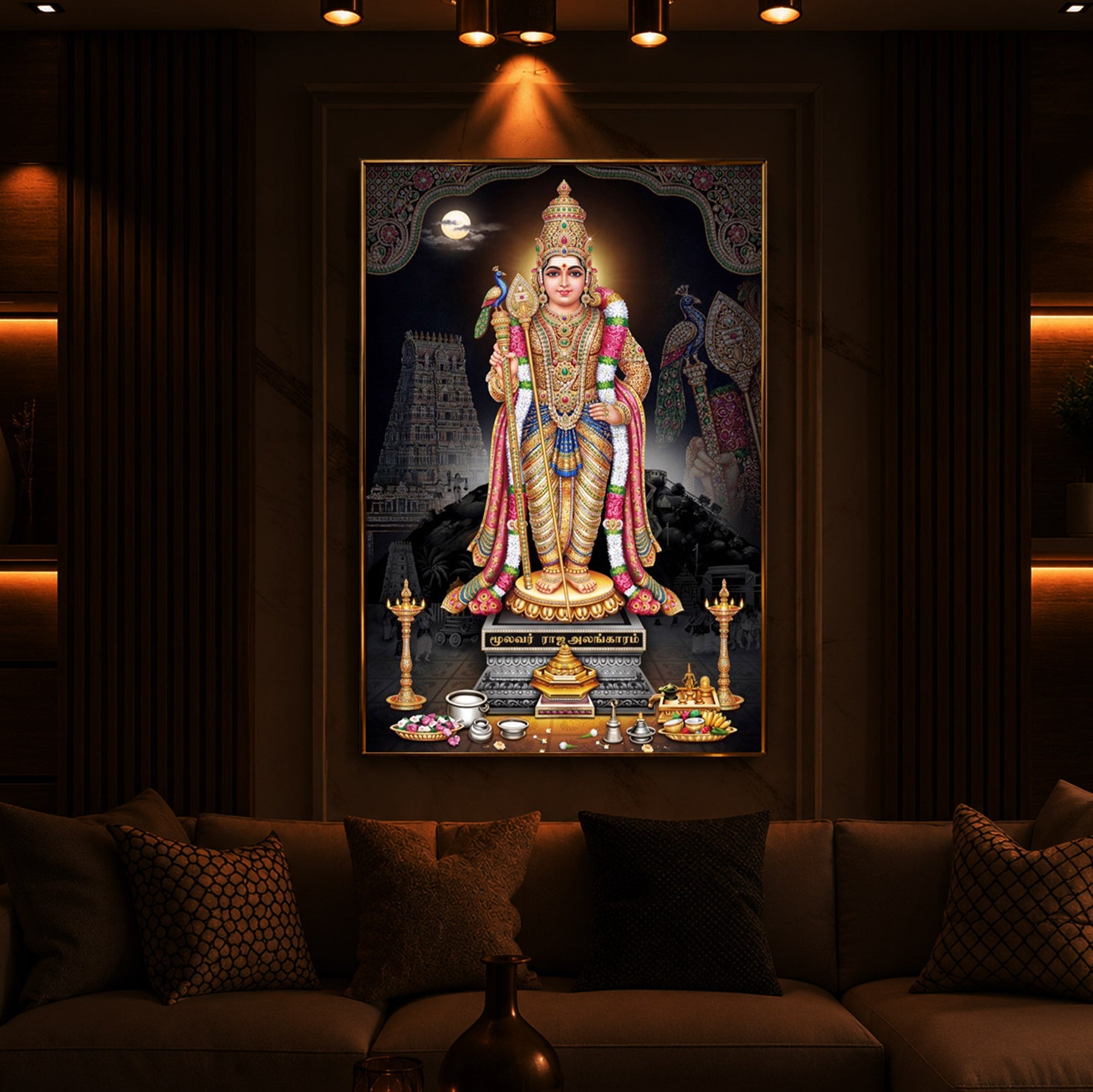 Lord Kartikeya Modern Luxury Backlight Vertical Wall Art