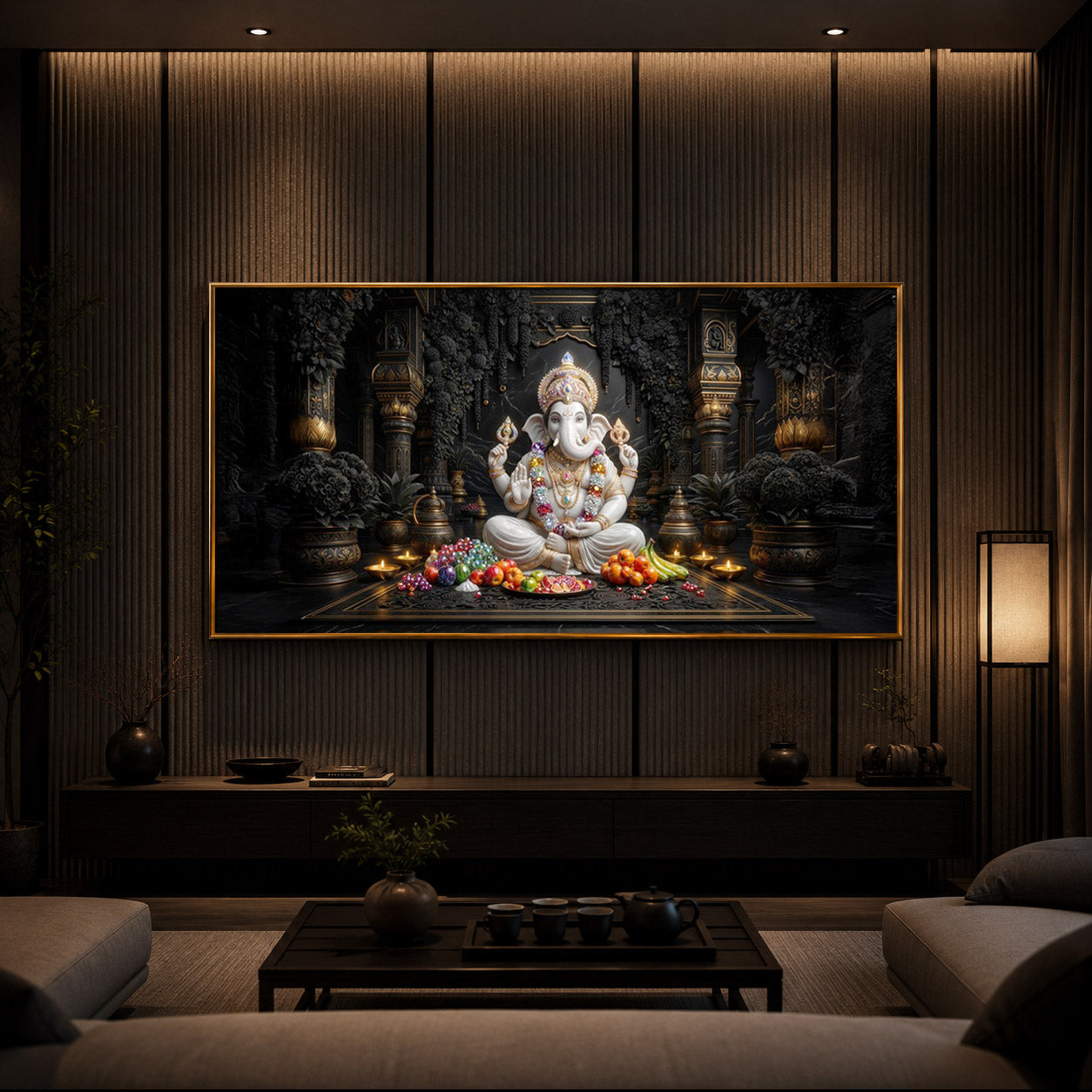 Lord Ganesha Modern Luxury Backlight Horizontal Wall Art