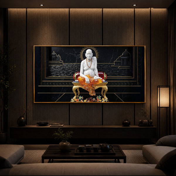 Swami Samarth Maharaj Modern Luxury Backlight Horizontal Wall Art