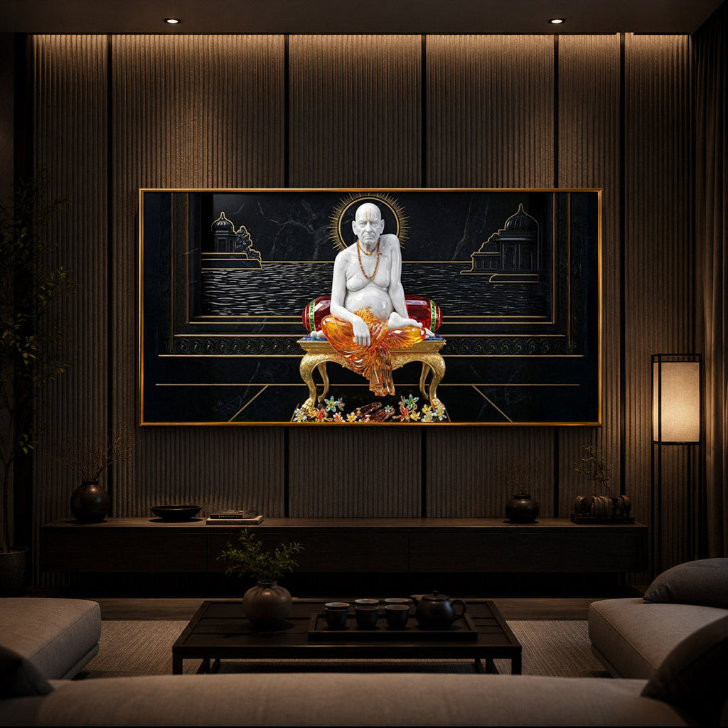 Swami Samarth Maharaj Modern Luxury Backlight Horizontal Wall Art
