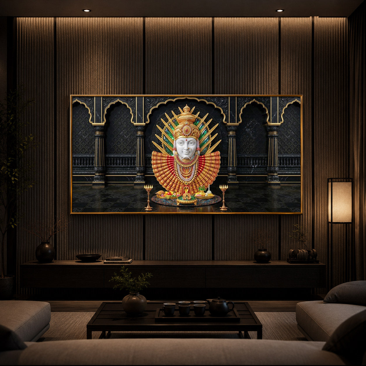 Goddess Renuka Modern Luxury Backlight Horizontal Wall Art