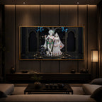 Radha Krishna With Flute Modern Luxury Backlight Horizontal Wall Art