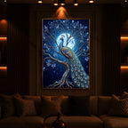 Blue Peacock Modern Luxury Backlight Vertical Wall Art