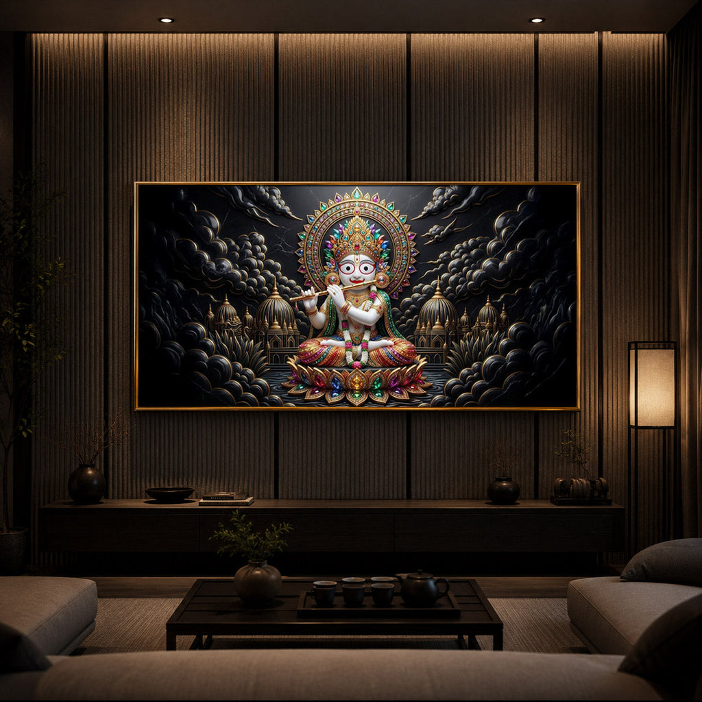 Lord Jagannath Modern Luxury Backlight Horizontal Wall Art