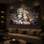 Spiritual Serenity Radha Krishna Modern Luxury Backlight Horizontal Wall Art