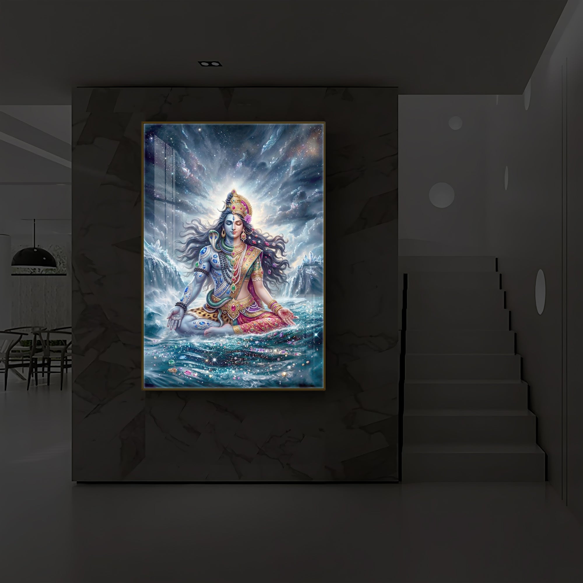 Ardhanarishvara Modern Luxury Backlight Vertical Wall Art