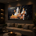 Lord Ram With Lord Hanuman Modern Luxury Backlight Horizontal Wall Art