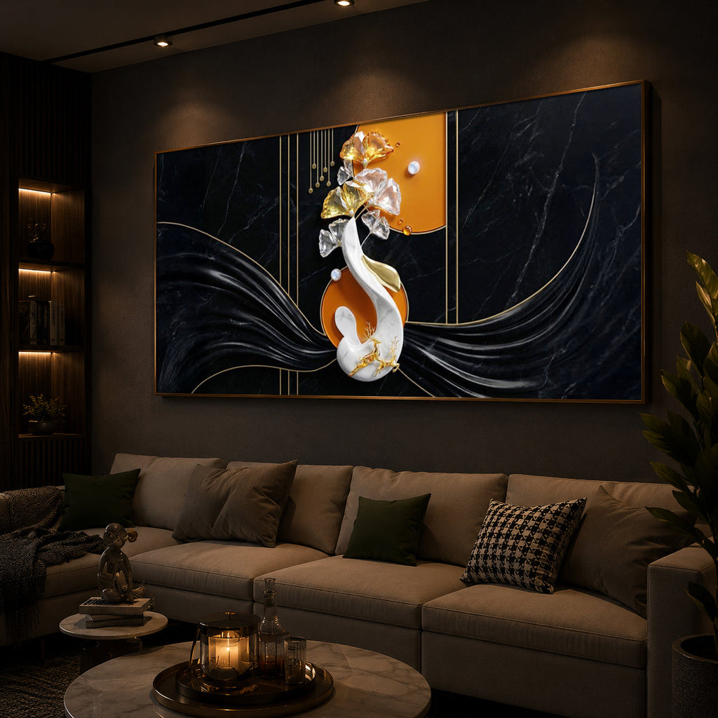 Black & Bold Modern Luxury Backlight Horizontal Wall Art