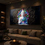 Meditating Buddha Modern Luxury Backlight Horizontal Wall Art