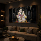 Spiritual Shree Radha Krishna Modern Luxury Backlight Horizontal Wall Art