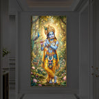 Loving Krishna Modern Luxury Backlight Vertical Wall Art