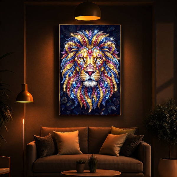 Imperial Lion Majesty Modern Luxury Backlight Vertical Wall Art