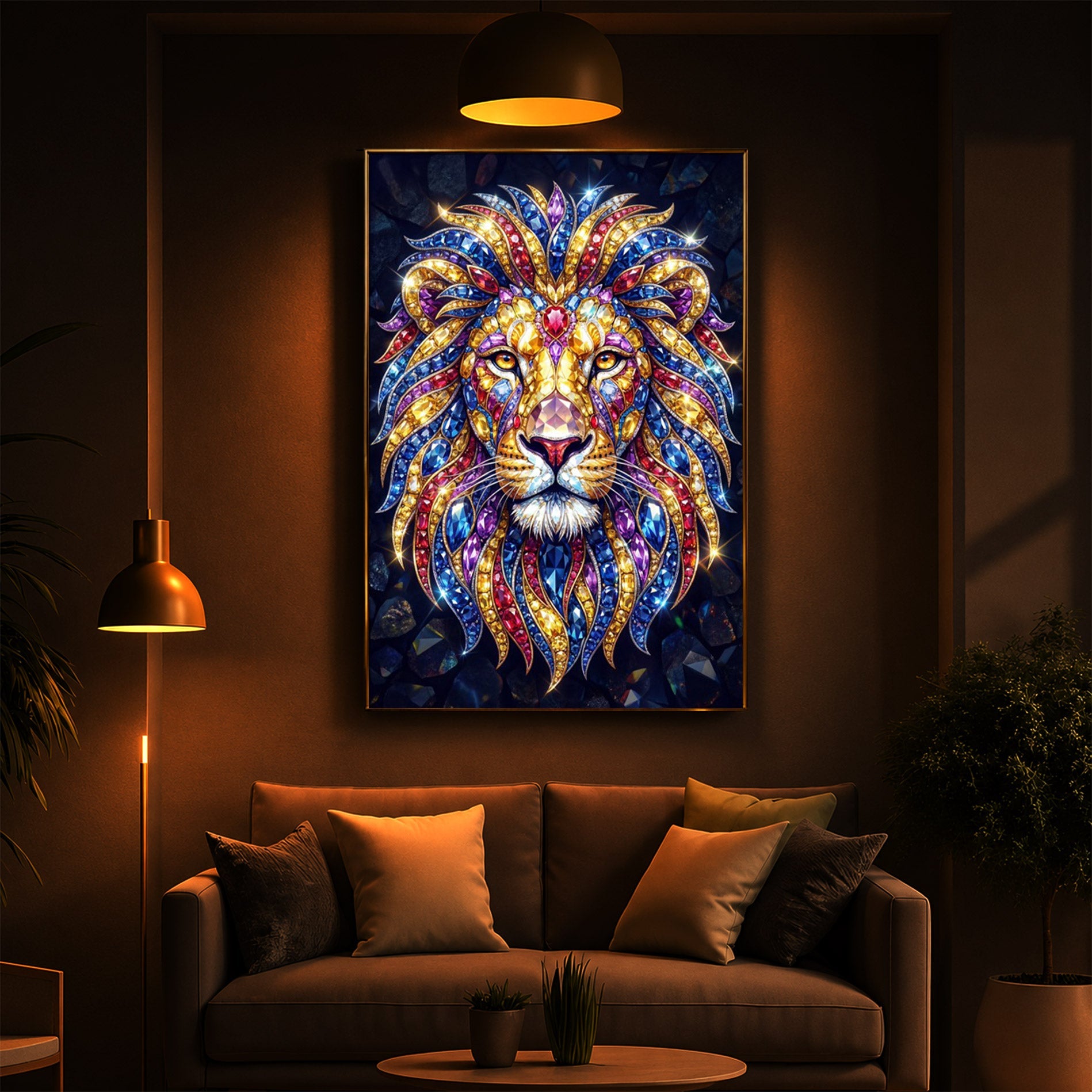 Imperial Lion Majesty Modern Luxury Backlight Vertical Wall Art