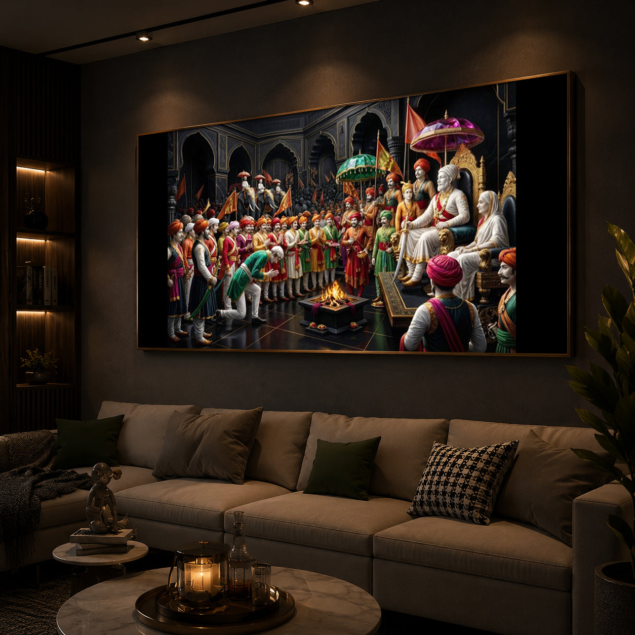 Chhatrapati Shivaji Maharaj Raj Darbar Modern Luxury Backlight Horizontal Wall Art
