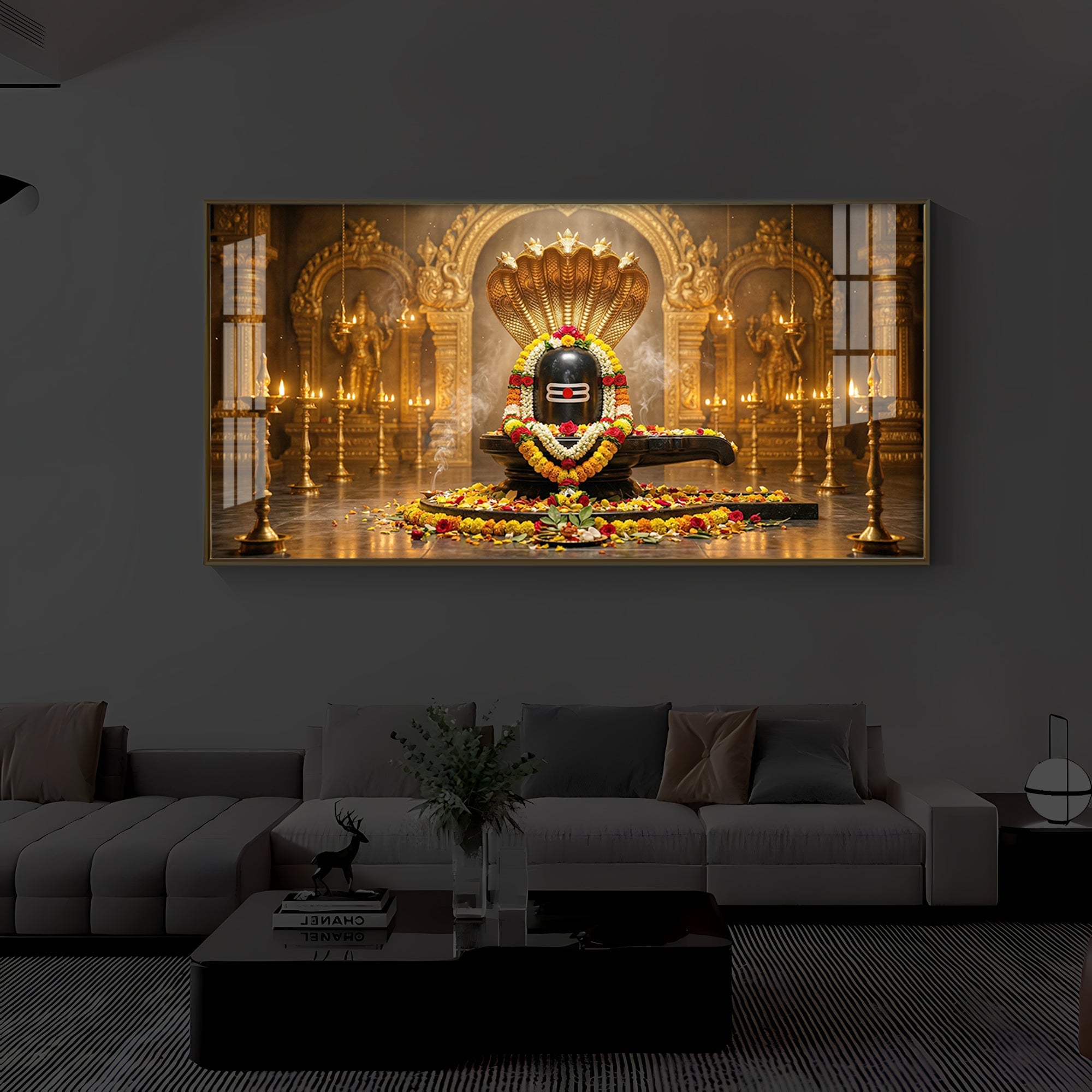 Bholenath Ji Modern Luxury Backlight Horizontal Wall Art